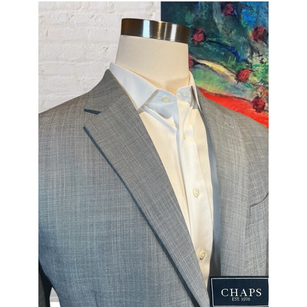 Chaps Ralph Lauren 48R Mens Chambray Blue Dove Gray Nailhead Blazer Jacket - Picture 5 of 13